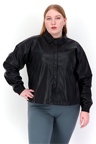 adidas جاكيت رياضي بأكمام طويلة للنساء، أسود