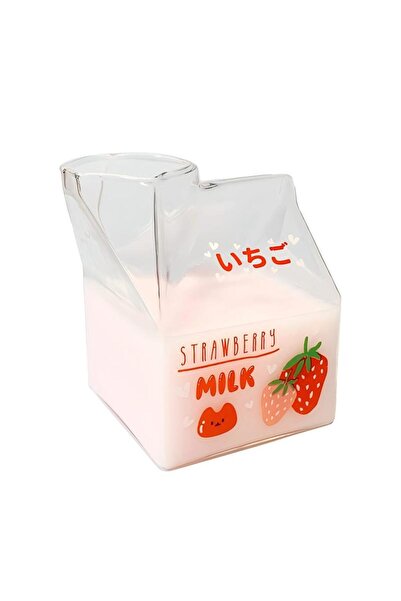 Generic Ins Style Girlish Heart Glass Square Milk Box Cup Milk Cup Home High Borosilicate Glass Cup