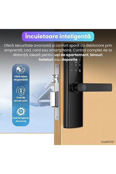 1 Smart lock with 5 unlocking modes, multiple alarms, integrated doorbell
