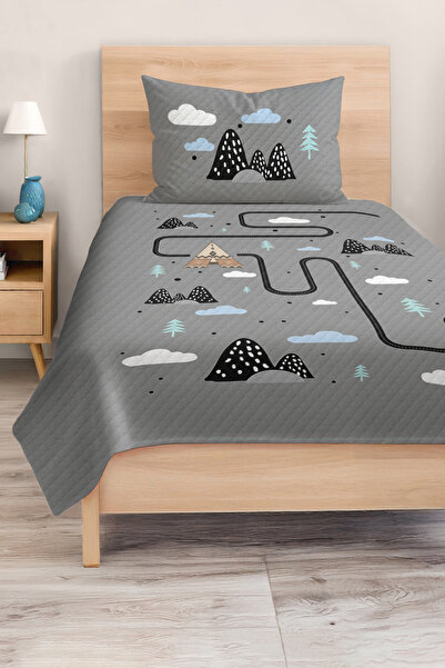 Realhomes مجموعة غطاء سرير منقوشة للسيارة على الطريق لغرفة الأطفال والمراهقين