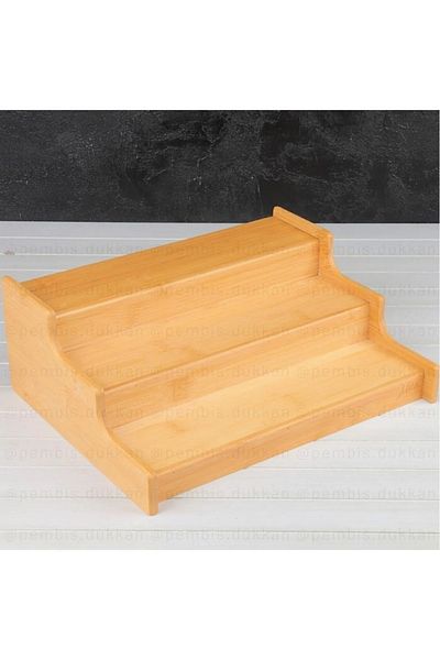 behila Bamboo 3-Layer Spice Stand with Ladder, Spice Bowl, Organizer