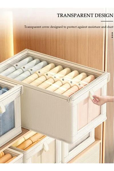 Generic 3-piece Clothing Storage Box With Transparent Lid And Window, Cube Storage Box