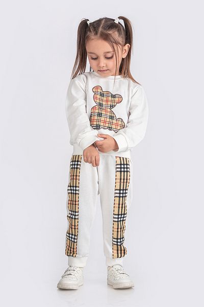 ZİMBOO Children's Suit Bear Printed Cardigan 3-Piece Unisex Suit