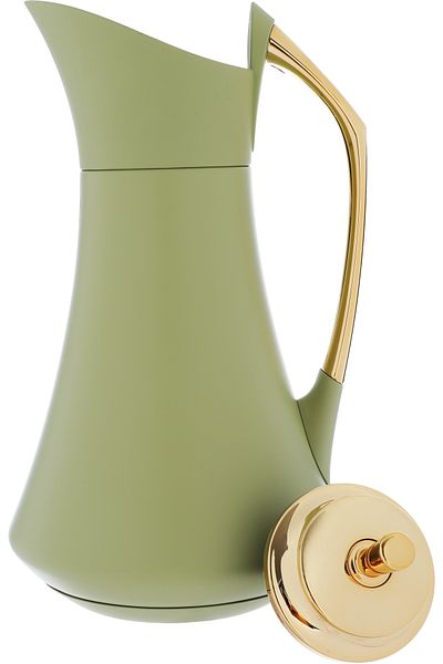 Alsaif Gallery Karma Pro Green Willow Leaves Thermos Set With Gold 2 Pieces