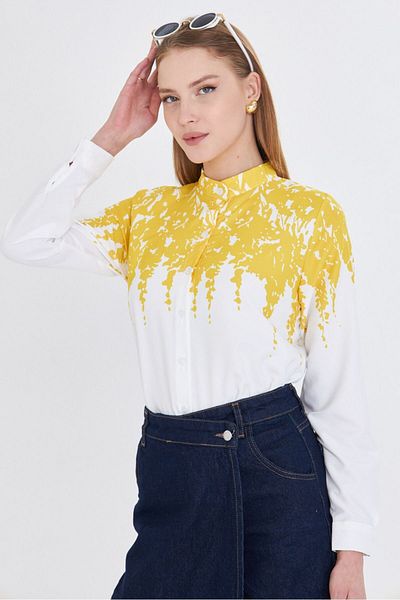 armonika Cămașă cu model de guler de judecător muștar ARM-25Y 001013