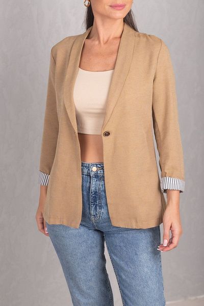 armonika Jachetă cu un singur nasture cu mânecă Camel pentru femei ARM-22K001122