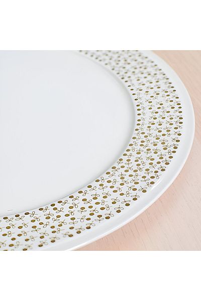 EasyLife Elegant Design High Quality Porcelain Cake Serving Set White and Gold 32cm