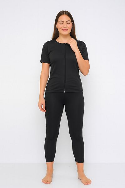 SAUNA SUIT Термокостюм унисекс Костюм за сауна Потник с цип и къс ръкав Максимално изпотяване