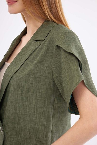 armonika Μπουφάν με κοντό μανίκι Khaki Crop - Λεπτομέρεια με σχισμή, ARM-24Y001048