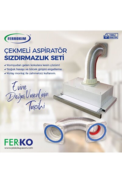 FERRO Çekmeli Baca Tam Set 1.5metre Çekmeli Aspiratör Seti Kokuda Çözüm Ortağınız