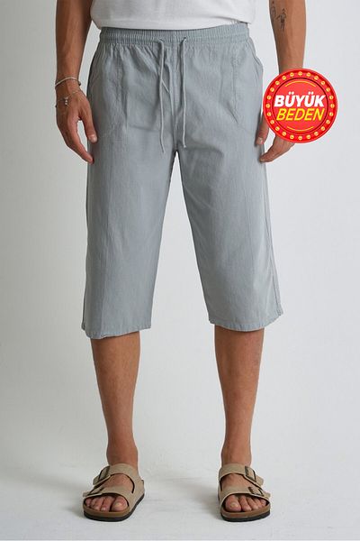 Dechers Ανδρικό Plus Size 100% βαμβακερό λινό Capri E203