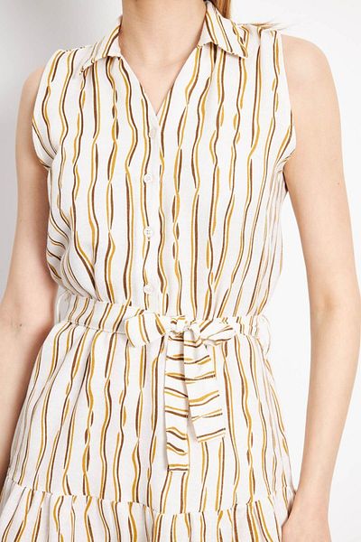 armonika Velbloudí šaty bez rukávů – knoflík a pásek, límec, ARM-24Y001066