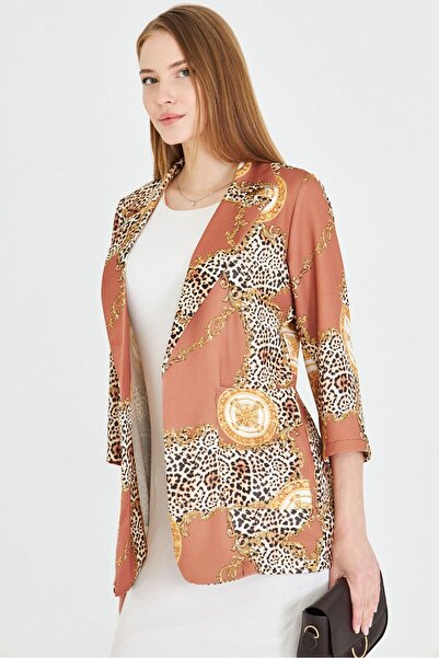 armonika Women's Beige Oversize Jacket with Pockets Arm-25Y 001057