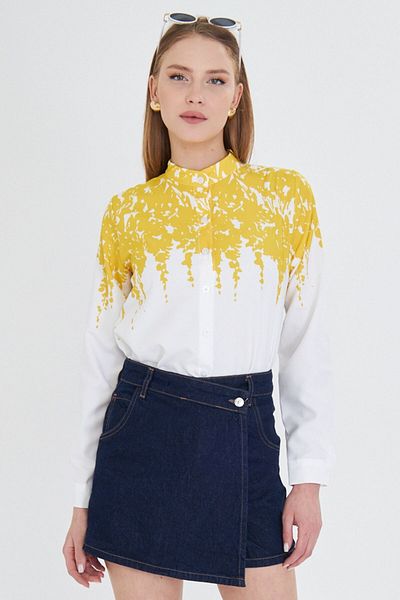 armonika Cămașă cu model de guler de judecător muștar ARM-25Y 001013