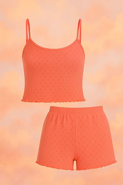 koza iç giyim Women's Cotton Rope Strap Shorts Set