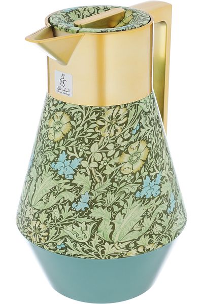 Alsaif Gallery Lydia Pro Dark Green Thermos With Golden Hand, 1 Liter