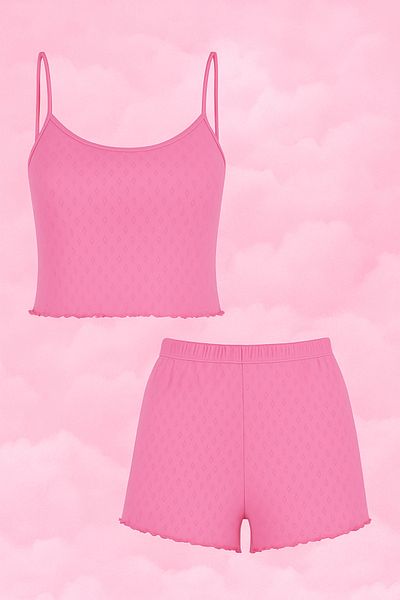koza iç giyim Women's Cotton Rope Strap Shorts Set