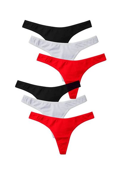 Perita.Life Women's Black Cotton Classic String, Thong (Set of 6)