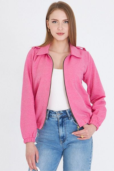 armonika Palton de damă din Gabardină cu fermoar în față fucsia ARM-22K 001068