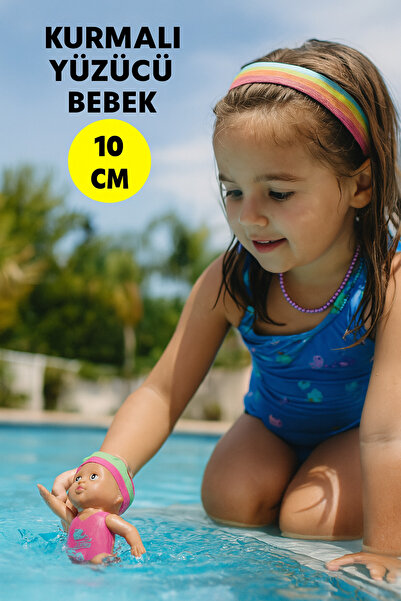 TOYFEST Küvette Havuzda Kendiliğinden Yüzen Kurmalı Swimming Baby Yüzen Bebek...