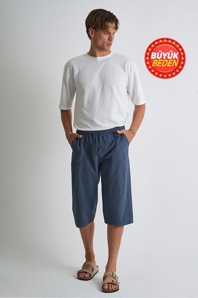 Dechers Men's Large Size 100% Cotton Linen Look Capri E203