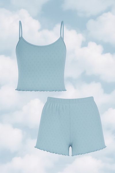 koza iç giyim Women's Cotton Rope Strap Shorts Set