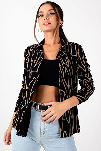 armonika Cămașă cu mânecă lungă, maro, pentru femei, ARM-20Y001002