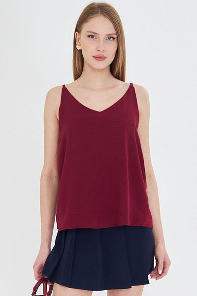 armonika Γυναικεία Μπλούζα Βουργουνδίας Λινό Look με λουράκι ARM-24Y 001064