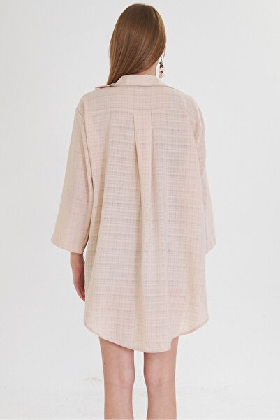 armonika Women's Cream Self-Striped Front Tie Kimono Shirt Arm-24Y 001101