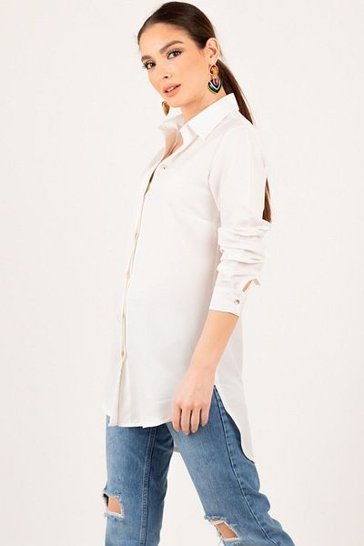 armonika Weißes Tunika-Hemd für Damen ARM-19Y001003