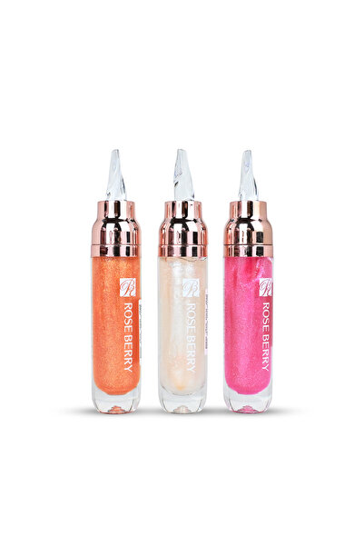 roseberry مجموعة جلوسات المرطبة "شفاه متلألئة" (3 ألوان) | لمعان ثلاثي الأبعا...