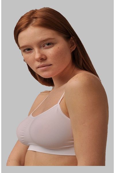 MİSTİRİK Sutien tricotat cu bretele de culoare albă - Model fără sudură
