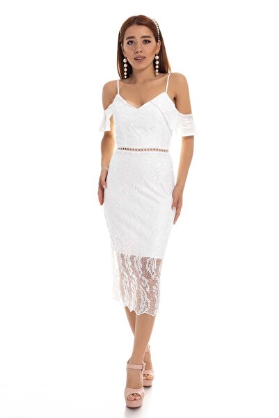 AYHAN 61470 Деталі сукні з тонким бретельками та мереживом для весілля