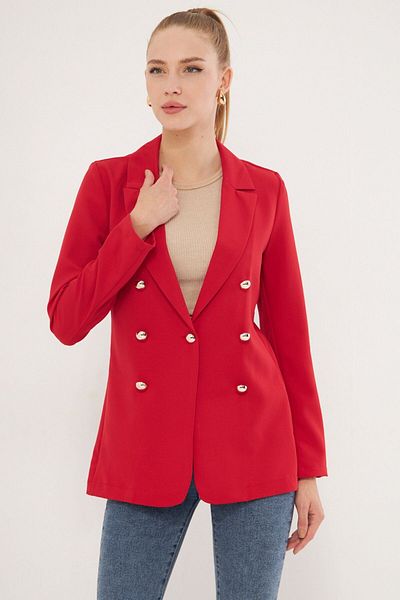 armonika Women's Red Buttoned Jacket Arm-20K 001151