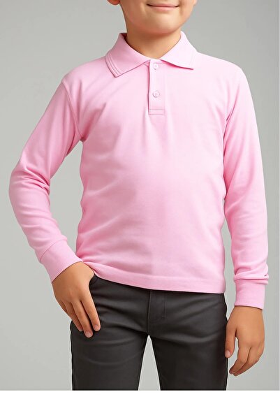 FATELLA Unisex polo majica sa dugim rukavima i ružičastim izgledom