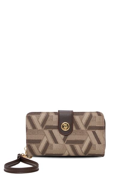 U.S. Polo Assn. Кафява дамска чанта тип клъч USC25719