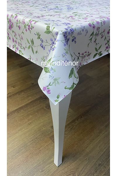 MİRELLA Dekorama Thick Fiber Lining Non-Slip Pink Lilac Redbud Flower Pvc Oilcloth Tablecloth