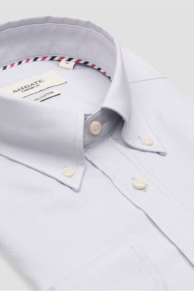 Abbate Matteo Royal Oxford Cotton Sports Comfort Fit Collar A.Gray Button Collar Men's Shirt