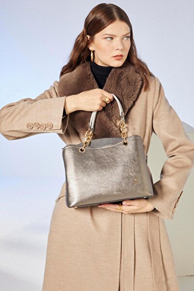 Zühre Anthracite Hand and Shoulder Bag with Chain Strap Z0303