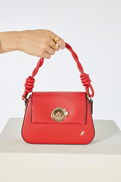 Zühre Minimal Plain Red Bag with Accessory Detail Z0306