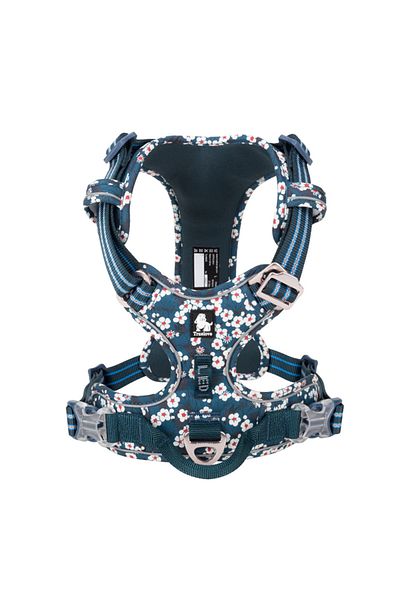 True Love Floral Patterned, Aluminum D-ring, Ergonomic Blue Chest Collar