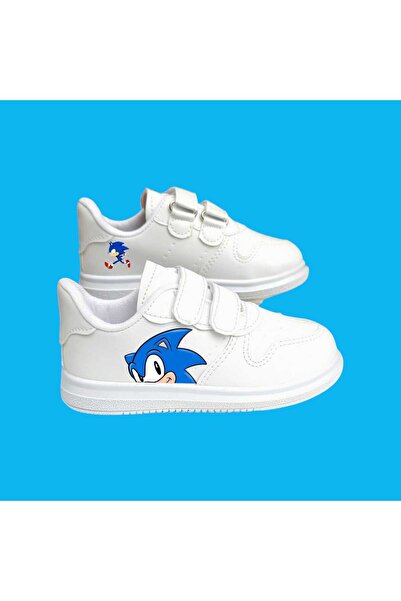 LİASSHOES حذاء رياضي للأطفال ذو شريط أبيض مطبوع باللون الأزرق سريع الجري