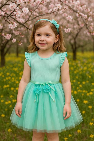 Retro Women Fusta verde din tul cu volane pentru fete Ocazie specială Zi de naștere Zilnic Prințesă Rochie drăguță și elegantă
