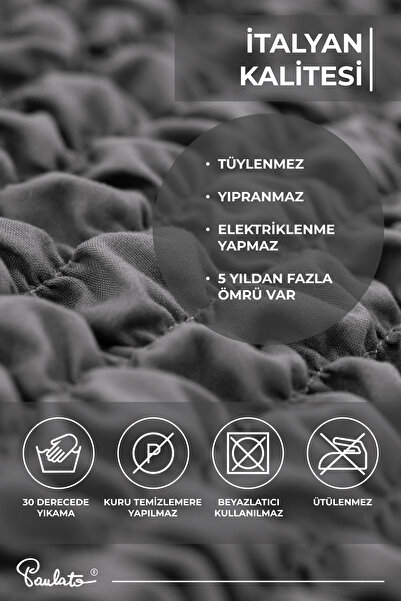 Paulato Lastikli Esnek Ve Yıkanabilir Sağ Çıkıntılı Koltuk Örtüsü Çekyat Kanepe Kılıfı - Antrasit