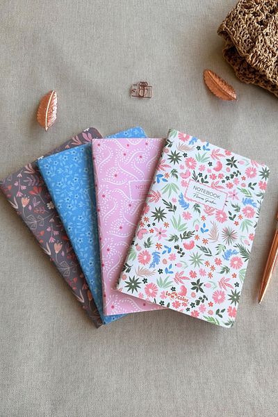 Le Color Set of 4 Flower Garden Notebooks Unlined 13X20