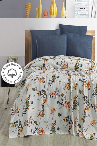 SUVAY 100% Cotton Double Bedspread Printed Pique - Arles