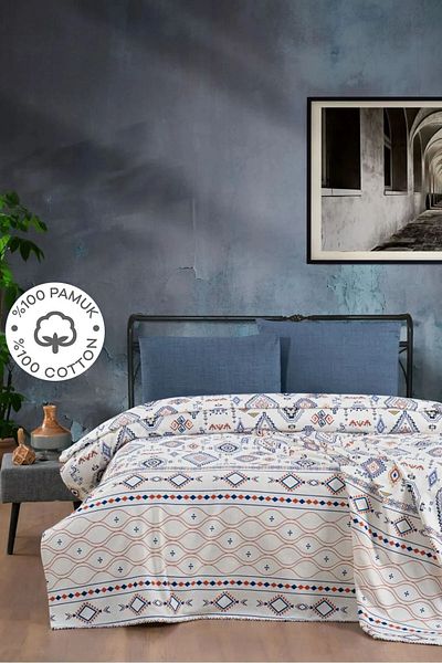 SUVAY 100% Cotton Double Bedspread Printed Pique - Sinemis