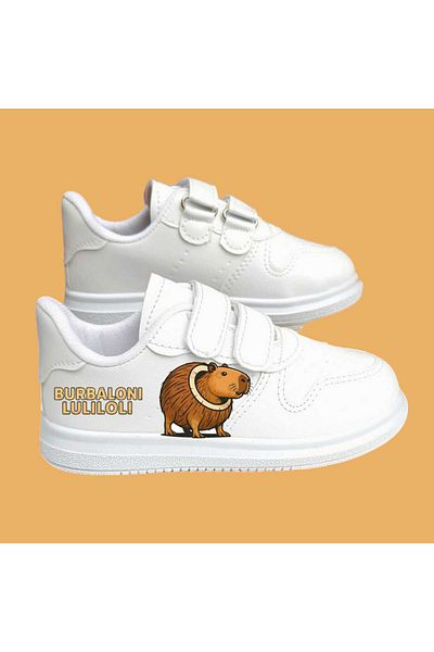 LİASSHOES luliloli capi bara imprimeu alb cu bandă pantofi sport pentru copii