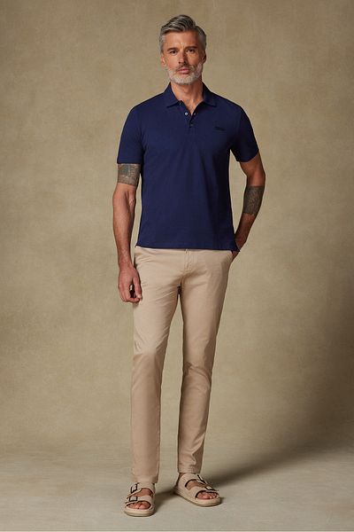 Abbate Cotton Relaxed Fit Comfort Fit Navy Blue Short Sleeve Plain Basic Polo Neck Casual Sports T-Shirt T-Shirt