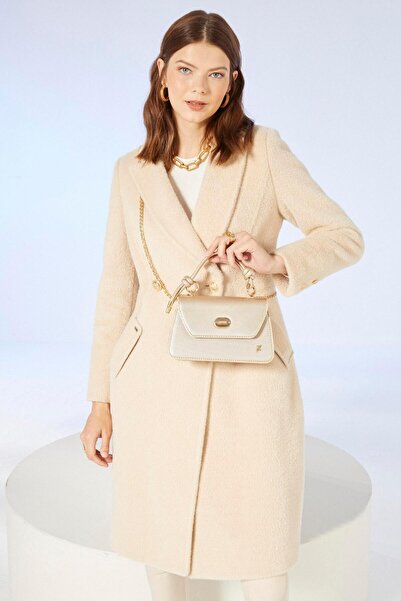 Zühre Patterned Gold Bag with Chain Strap Z0307